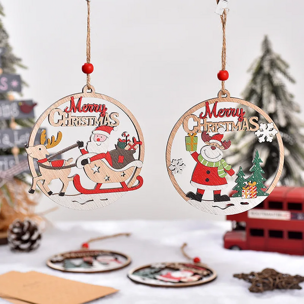 Gnome Santa Claus Wooden Hanging